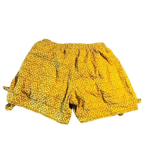 Anthropologie Corey Lynn Calter mustard yellow print side leg tie shorts XS - Picture 5 of 8